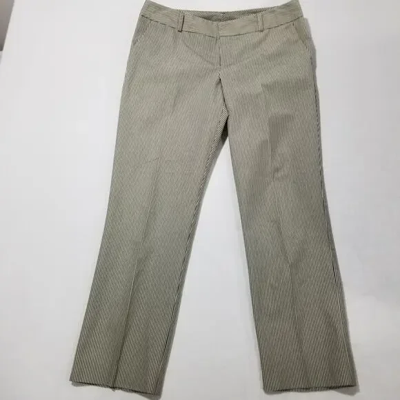 Norma Kamali Pants 8 Black Straw Stripe Crop Ankle Flat Front - Picture 12 of 12